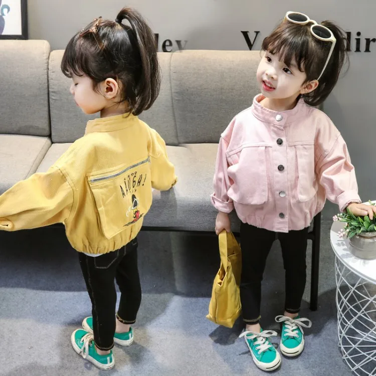 

2019 Spring New Style GIRL'S Coat Cute Sweet Versatile Casual Simple Cool Patterned Denim Jacket