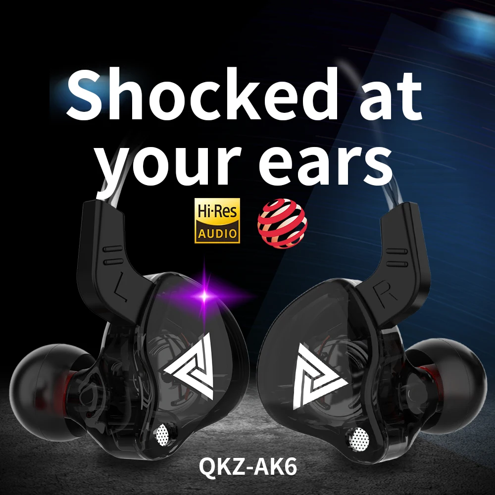 QKZ-Noise Canceling Headphones com microfone, fone de ouvido com fio, fone de ouvido, baixo, venda Retail Box, crianças, presentes adultos, original