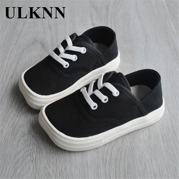 

ULKNN Children'S Canvas Shoes Kids Sneakers All Seasons New Square Toe Soft Bottom Boys Girls Candy-Colored Footwear