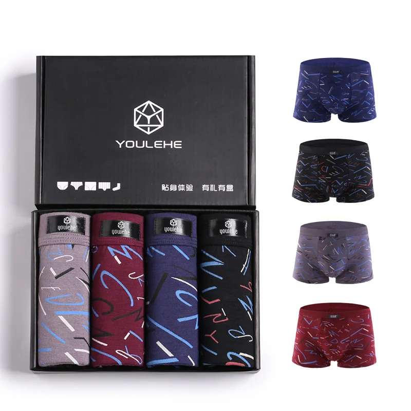 

4 pcs/lot Brand Underwear Men's Boxers Cotton Boxer Men Panties Men Underwear cueca boxer homme boxershorts men