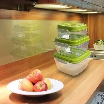 

3Pcs Fresh-Keeping Boxes Food Grade Vacuum Preservation Can with Silicone Sealing Ring for Fruits Vegetables