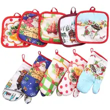 2 шт./компл. Рождество дома перчатка с отделкой+ Микроволновая печь теплоизолирующая подкладка
