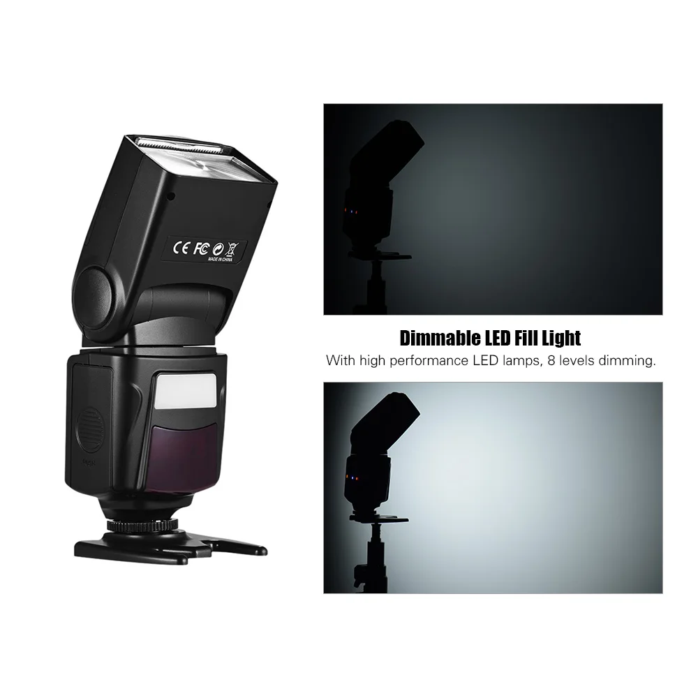 Профессиональный накамерный светильник для вспышки Speedlite, скоростной светильник с регулируемой яркостью, светодиодный светильник для Canon Nikon DSLR camera s