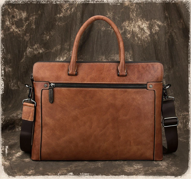 Luuan Ретро стиль натуральная кожа мужской портфель сумка на молнии 15,6 дюймов Мужская сумка для ноутбука из натуральной воловьей кожи компьютер Dialy рабочая сумка