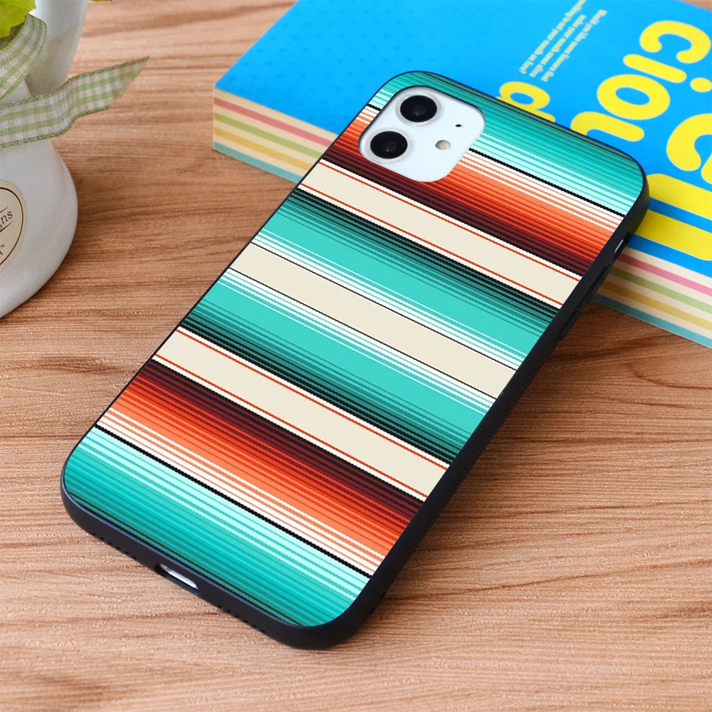 Мягкий чехол из ТПУ для iPhone с белыми бирюзовыми и сгоревшими оранжевыми
