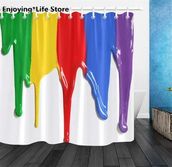 

Shower Curtain Colorful Paint Dripping Shower Curtain Set Polyester Shower Curtain Waterproof Fabric with Mat & 12 Hooks