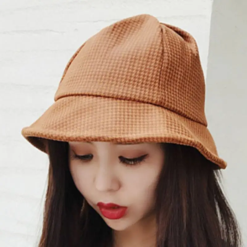 Women Sun Hat Houndstooth Basin Cap Fashion Casual All-match Simple Outdoor Plaid Sun Hat