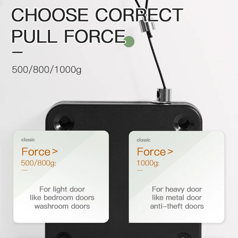 Door Closer NAIERDI Automatic Door Closer Punch-Free Adjustable Door Closers For Sliding Glass 500g-1000g Tension Closing Device