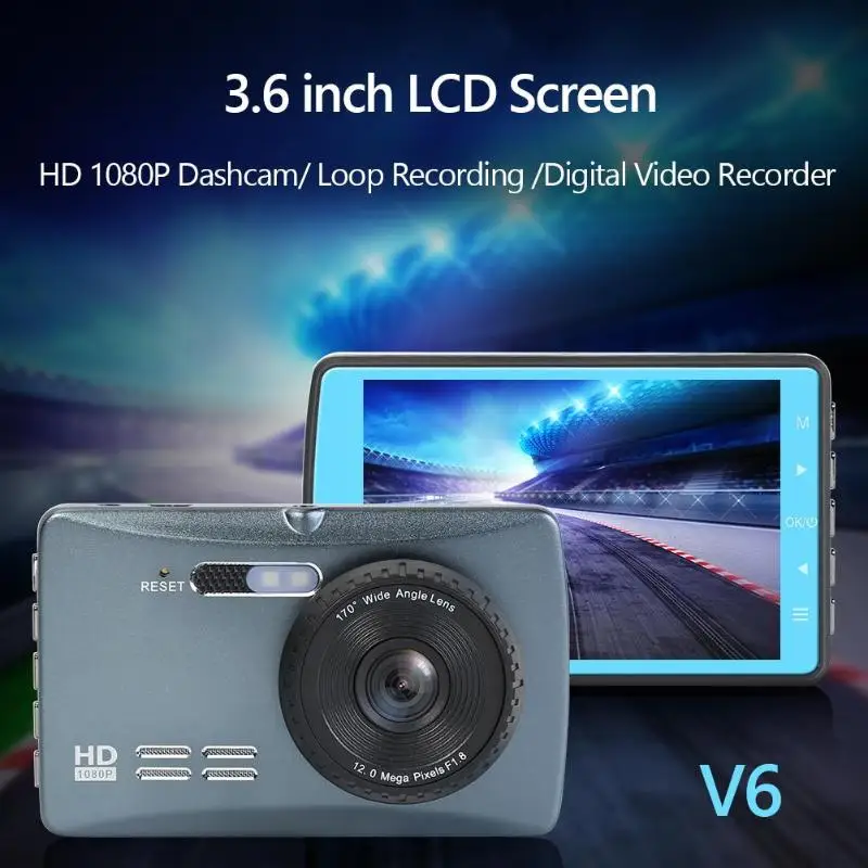 Мини видеорегистратор V6 HD 1080P с циклической записью и ЖК дисплеем 3 6