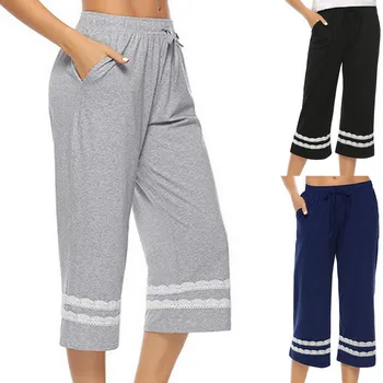 

2020 New Women Sleep Bottoms Pants Cotton Pajamas Loose Fashion Home Pants Thin Loose Pants Summer/Winter
