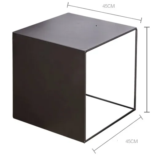 Простой современный журнальный столик в скандинавском стиле для гостиной, дивана, углового стола, маленькая квартира, креативная модная боковая комбинация, квадратный стол - Цвет: black 45x45xH45cm