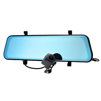 

10 Inch Mirror Dash Cam, Dash Cam Full Contact Screen Video Front and Rear Wide Angle 1080P HD Video Stretchable Lens Screen Fro
