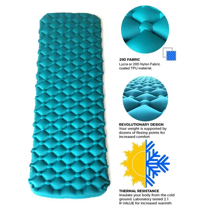 Inflatable Sleeping Pad Camping Mat With Pillow Air Mattress Sleeping Bag Inflatable Beach Mattress For Outdoor Camping NEW