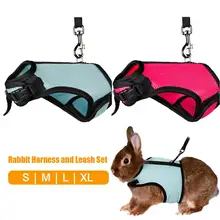 Arreios de coelho conjunto de trela de coelho cinta de peito arreios ferret guiné animais pequenos acessórios para animais de estimação trela s/m/l/xl tamanho