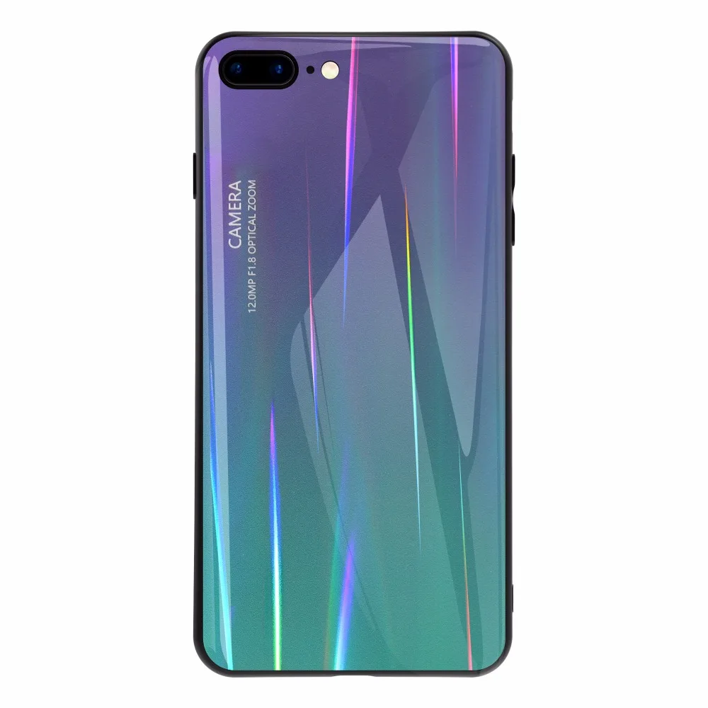 Чехол из закаленного стекла Aurora с лазерным градиентом для iphone 11 Pro X XR XS MAX