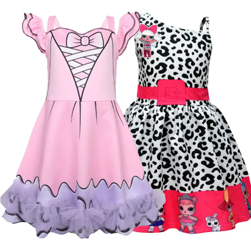 

2020 Summer Fall Girl Pink LOL Dress Christmas Halloween Birthday Party Dress Girl Cosplay Costume Kids Cartoon Princess Dress