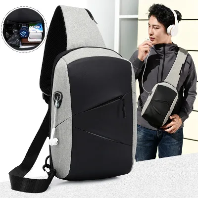 Мужская нагрудная сумка через плечо с защитой от кражи холщовые спортивные сумки