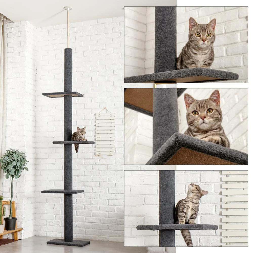 H228 274cm Huisdier Kat Boom Tot Indoor Natuurlijke Krabpaal Verstelbare Klimboom Springen Speelgoed|Meubels & Krabbers| - AliExpress