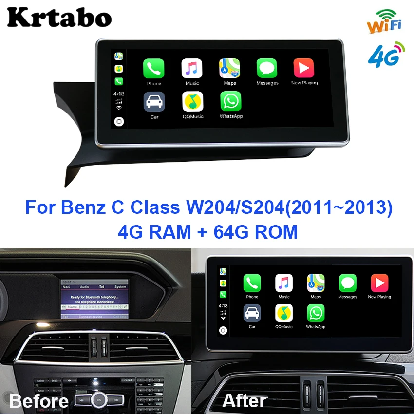 Cheap Car radio Android multimedia player For Mercedes Benz C Class W204 S204 2011 to 2013 10.25 inch touch screen GPS Carplay 0