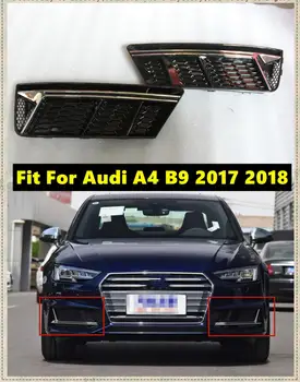 

High Quality Car Front Bumper Fog Light Grille Grill For Audi A4 B9 2017 2018 Fog Light Lamp Cover Honeycomb Mesh