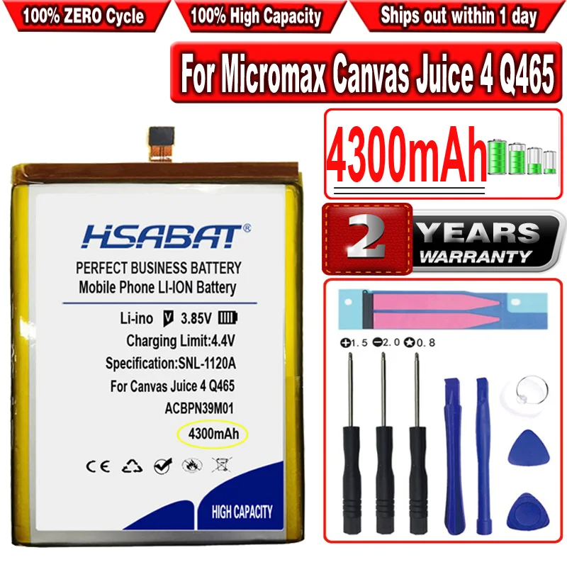 Аккумулятор HSABAT 4300 мАч ACBPN39M01 для Micromax Canvas Juice 4 Q465 | Мобильные телефоны и