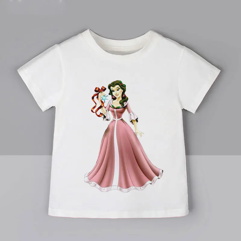 Летняя новая модная Рождественская рубашка для мальчиков Повседневная футболка с рисунком растения, принцессы, подарок на елку милая детская футболка для девочек милый дизайн, удобная - Цвет: 5790