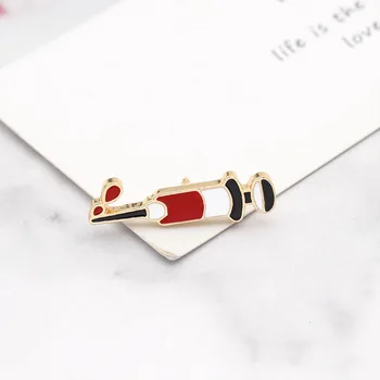 

DHL 500pcs Fashion Syringe Pin Medical Jewelry for Doctor Nurse Brooch Badge Creative Enamel Collar Bag Hair Pins