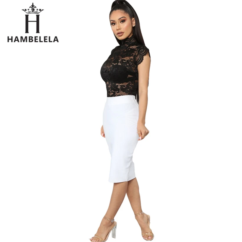 HAMBELELA Sexy Club Wear Hollow Out Lace Bodysuit Women High Neck Short Sleeve Lace Up Romper Skinny Feminino Bodycon Overalls (4)