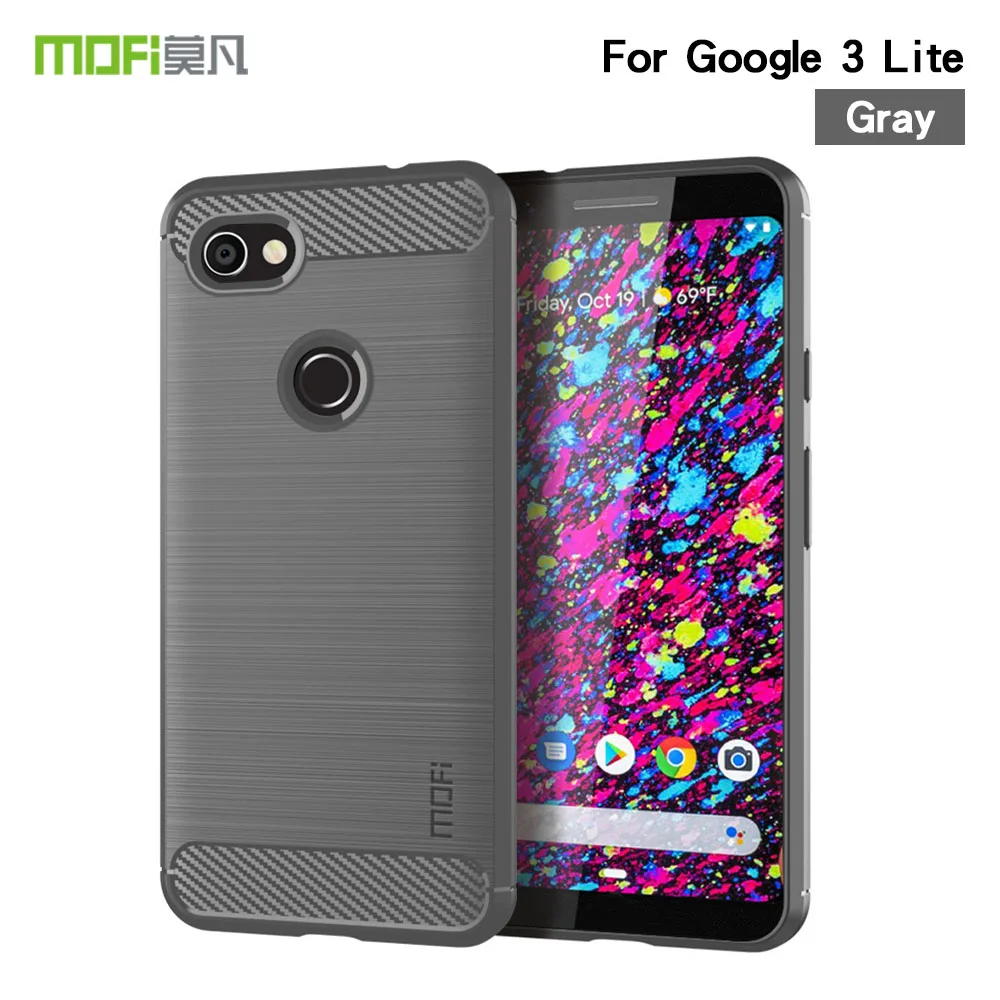 Чехол для телефона Mofi для Google Pixel 3XL Lite из углеродного волокна Мягкий ТПУ силиконовый матовый Противоскользящий задний Чехол для Google Pixel 3 Lite - Цвет: Серый