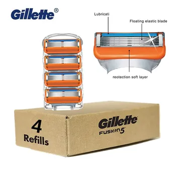 

4pcs/pack Gillette Shaving Blades Gillette Fusion 5 Replaceable Cassettes Removable Fusion5 Men Razor Blade with Trimmer