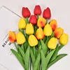 7pcs Luxury Silicone Real touch Tulips Bouquet Decorative Artificial Flowers Wedding Decoration Flowers Home Garen Decor 3