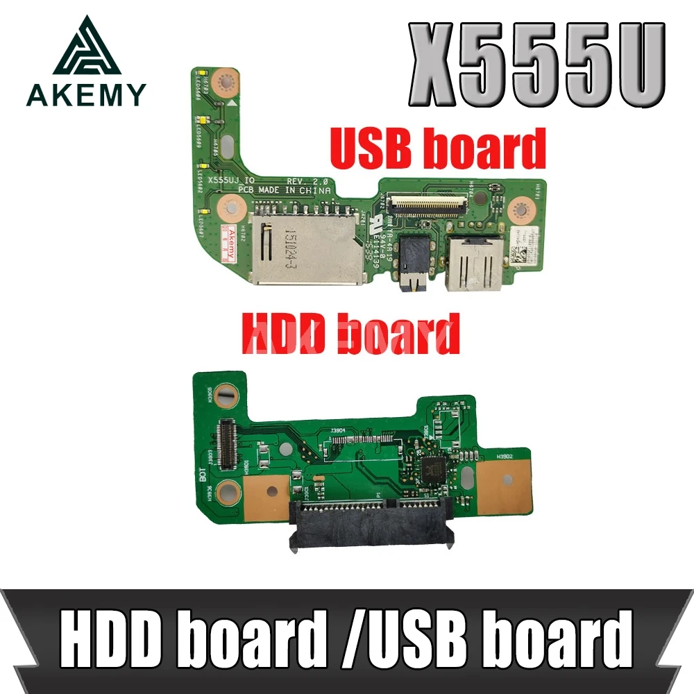 For Asus X555 X555U X555UJ_IO REV:2.0 USB AUDIO CARD READER BOARD With Cable  X555 X555U X555UJ  USB board/HDD board