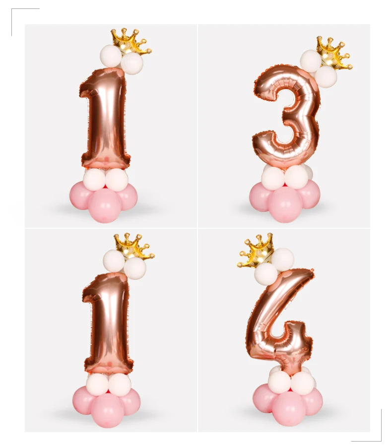 1 комплект, воздушные шары на день рождения, розовое золото, фольгированные шары, 1, 2, 3, 4, 5, 6 лет, праздничные украшения для дня рождения, Товары для детей