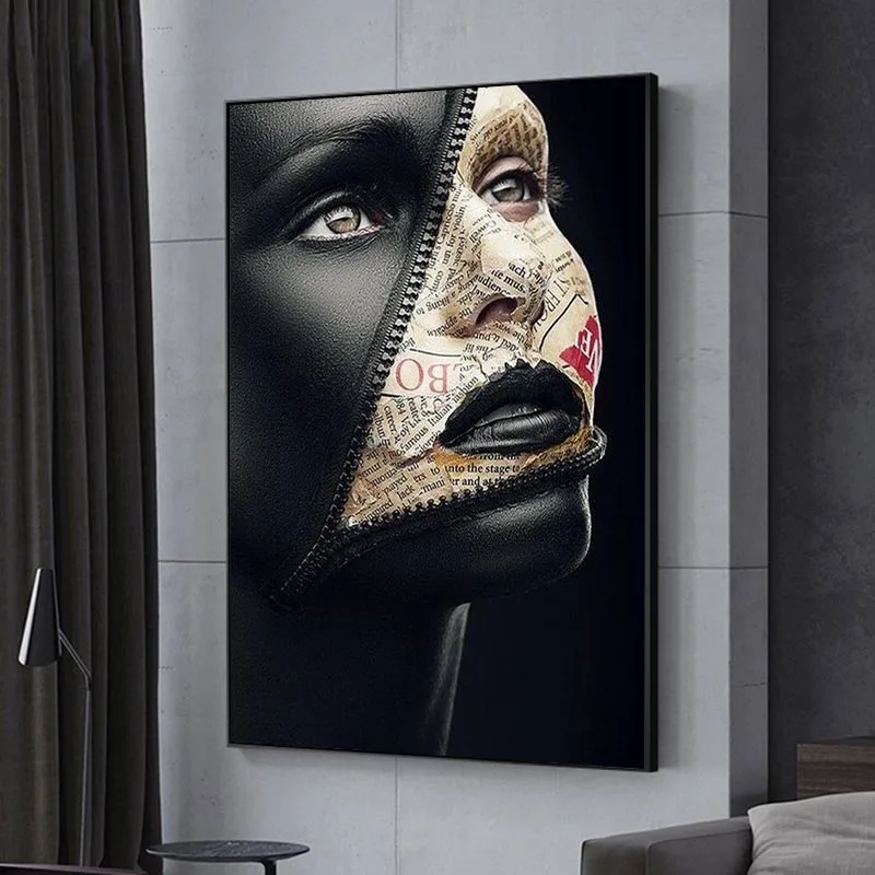 

Newspaper Cover Face Creative art Posters Sexy Model Canvas Paintings On the Wall Art Makeup Pictures Wall Decoration Cuadros