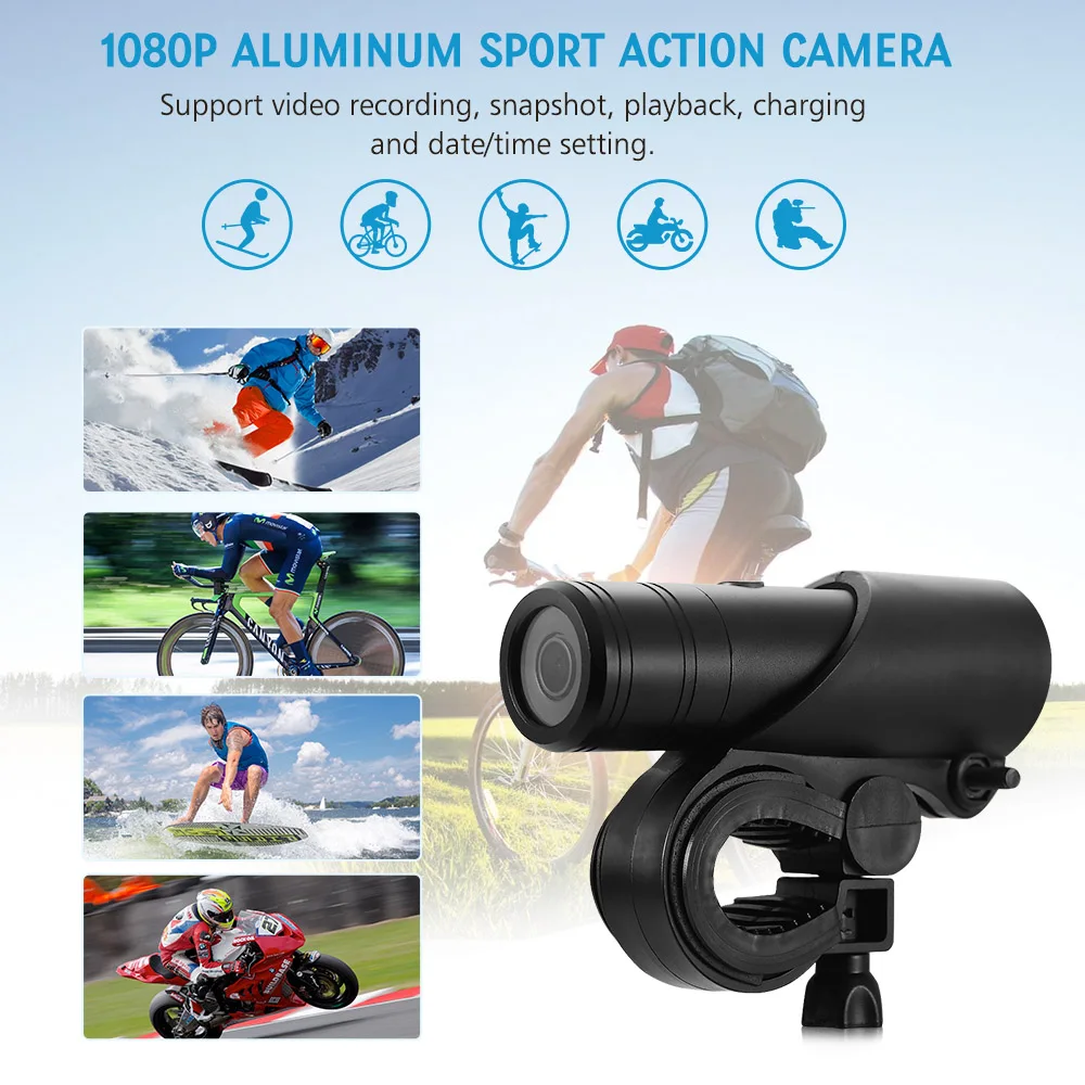 2MP 1080P алюминиевая мини-камера мини-видеокамера велосипедный шлем камера водостойкая наружная DV экшн-видеокамера usb зарядка