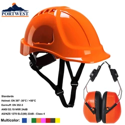 Portwest – casque de sécurité en ABS ventilé, Kit de protection Anti bruit, pour le travail, CE 