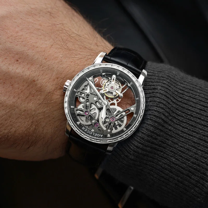 AGELOCER настоящие Tourbillon, механические часы, мужские швейцарские сапфировые наручные часы, мужские часы с скелетом, мужские часы