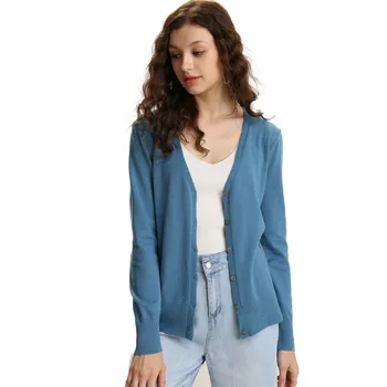 

2020 Cashmere Cardigan Women's Candy-colored V-neck Sweater Korean Slim