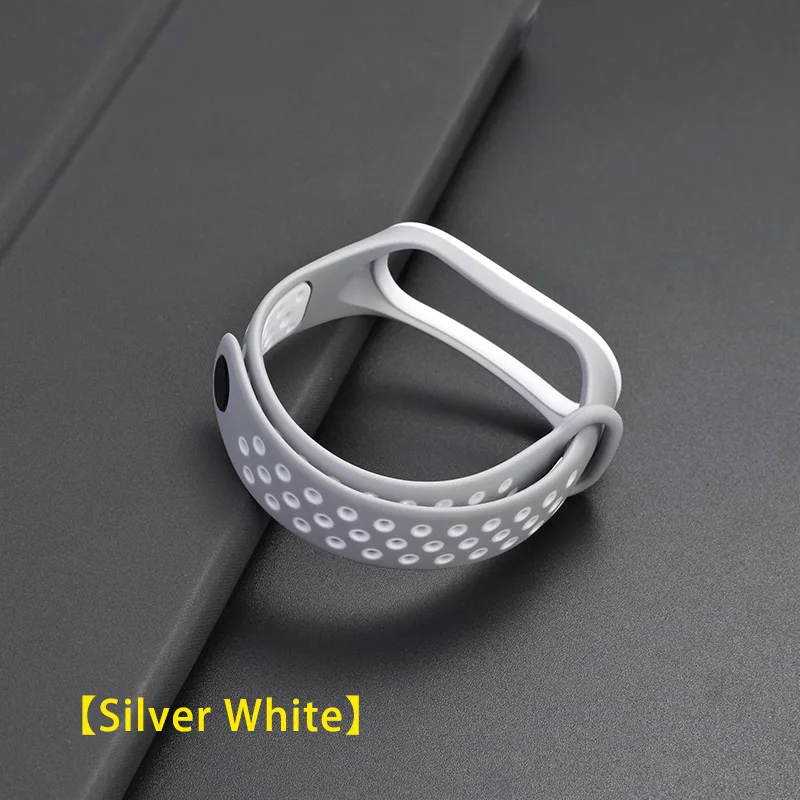 Силиконовый спортивный дышащий ремешок для Xiaomi mi, браслет 4 для mi Band 3, сменный Браслет - Цвет ремешка: Silver White