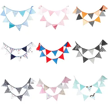 

12 Flags 3.2m Handmade Cotton Fabric Bunting Pennant Flags Banner Garland Baby Show Home/Out Door Party Decorative Supplies