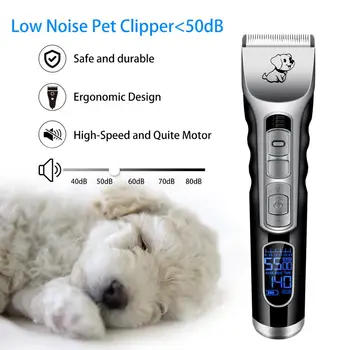 

Pet shaver Cordless Dog Clipper with 5 Speeds Adjustment and LCD Display Low Noise Rechargeable Grooming Clipper Kit