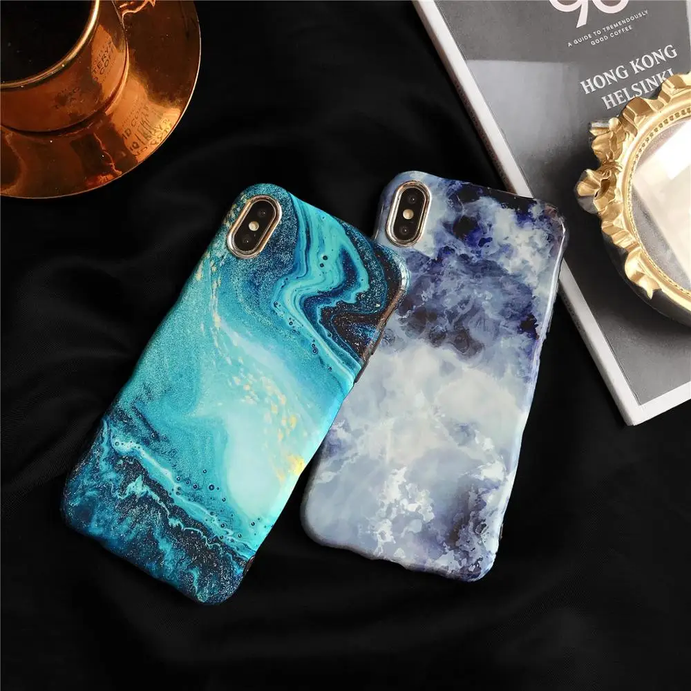

2019 Hot Wavy Shape Marble Phone Case For iPhone 7 6 6S 8 Plus X Back Cover for iPhone XS MAX XR i8Plus 7Plus Coque Fundas Shell