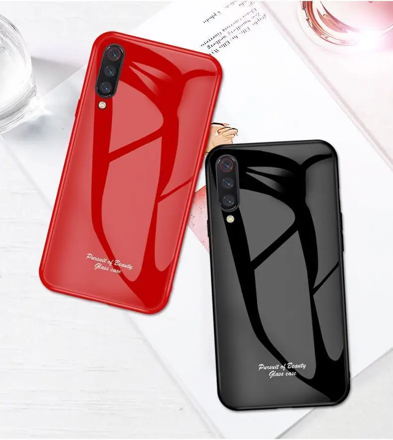 

Glass Case For Xiaomi Mi 9 9SE 8 Lite Fashion Macaron Shockproof Hard Tempered Glass Cover for Redmi Note 7 Pro 7 6A Phone Cases