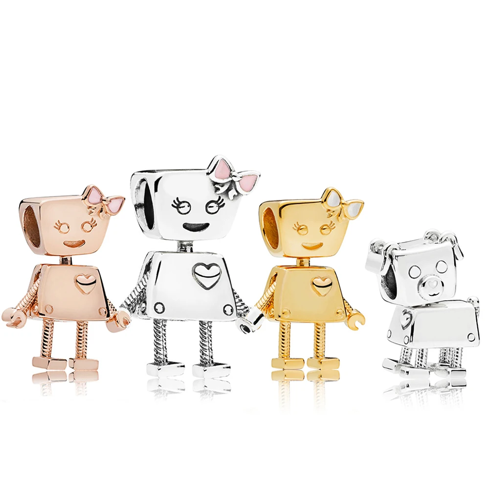 NEW-100-925-Sterling-Silver-New-767141-Shine-Bella-Bot-Charm-797551EN12-Robot-Dog-Charm-Original