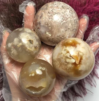 

Natural Cherry Irregular Stone Crystal Ball Healing Jadeite Meditation Chakra Agate Home Decor