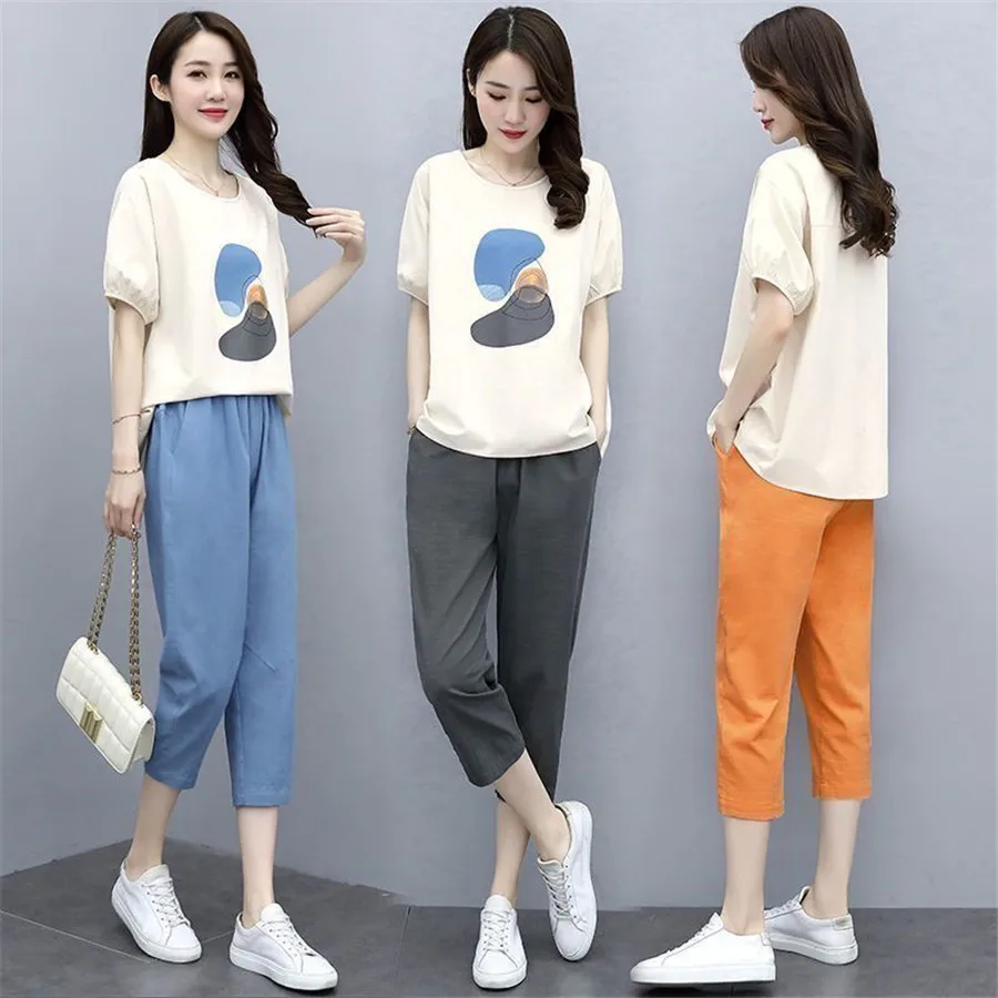 

Tracksuits for Women Outfit Sportswear Fashion 2 Piece Set Summer Pattern Two Pieces Sets Comfortable Clothing Female