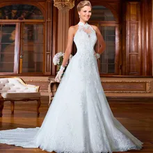 

Vestido Longo Rosa Vintage Bridal Gown with Lace High Neck Sleeveless Organza A-line 2018 Appliques mother of the bride dresses