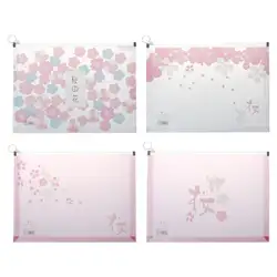 Японская вишневая девочка мультфильм печать файл мешок пластиковые молнии папка конверты прозрачный поли мешок конверты файл держатель