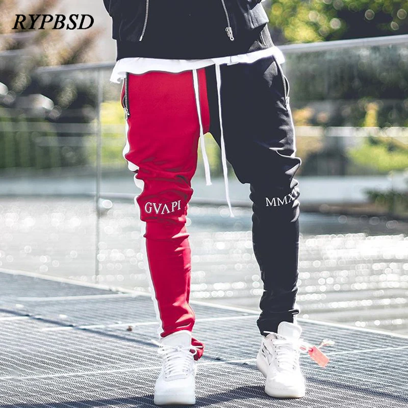 Мужские повседневные брюки для пробежек модный пэчворк сумка на молнии бег