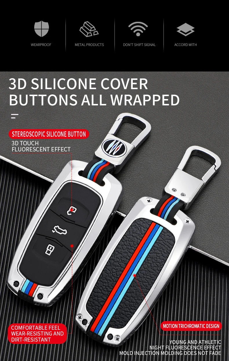 Metal Car Smart Key Case Cover Shell Fob For Geely Boyue Atlas NL3 Emgrand X7 EX7 EC7 GT GC9 Borui Coolray Protector Accessories - H1249358766a94cf8842467f998ea8abbu